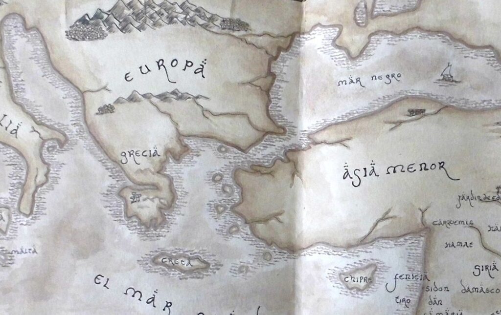 Medeltida karta Grekland och östra Medelhavet