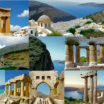 Foto-kollage med världsarv i Grekland, hela UNESCOs lilsta