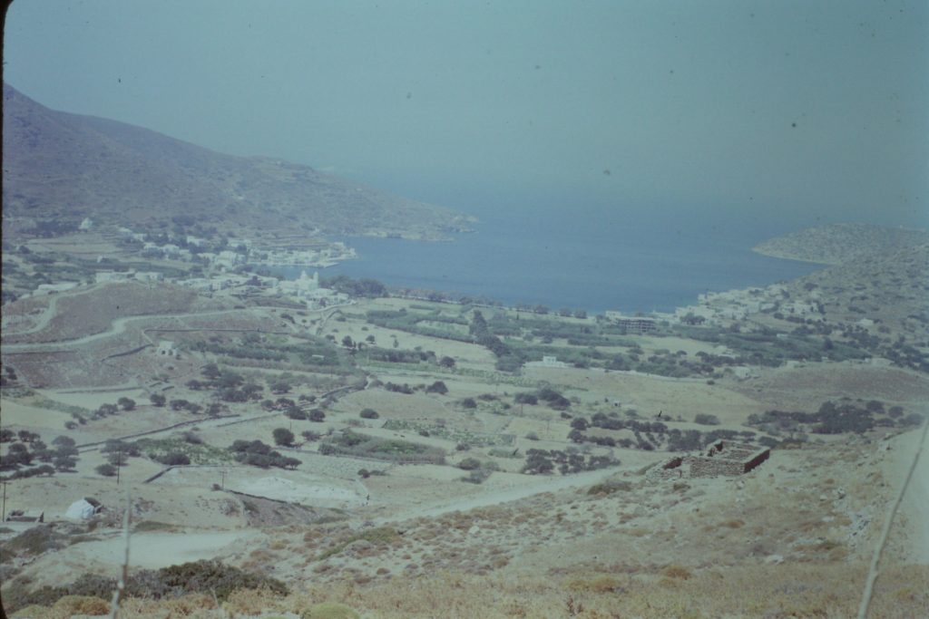 Island hopping 1979, view of Katapola from Chora