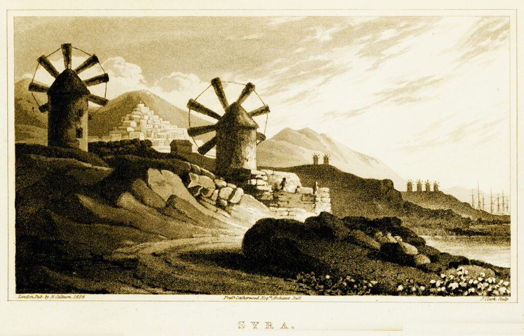 De grekiska öarna 1500-1900: Utsikt över Syros, 1829